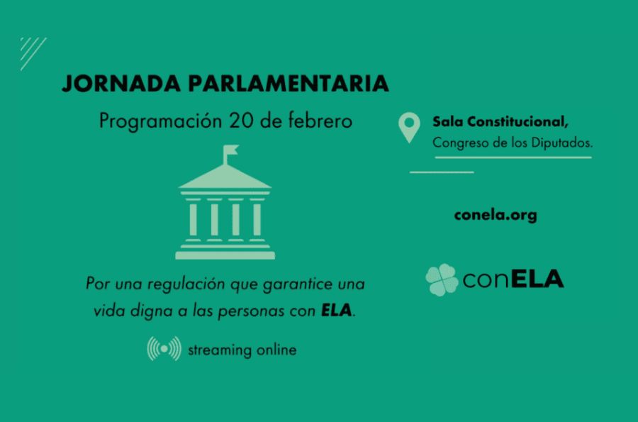 Cartel de la Jornada Parlamentaria del 20 de febrero para visibilizar a la ELA