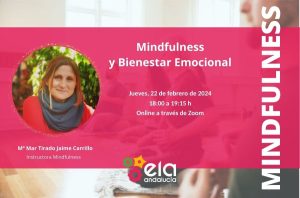 Cartel del taller de mindfulness para la ELA en febrero