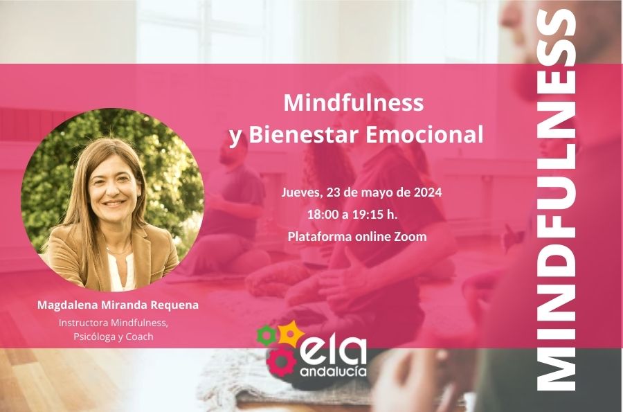 Cartel del taller de mindfulness programado para el día 23 de mayo