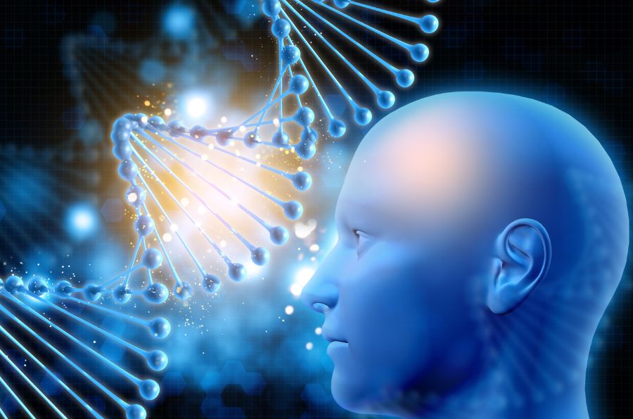 Rostro humano y ADN
