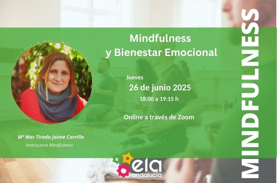Cartel del taller online de Mindfulness para cuidadores ELA