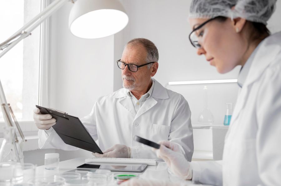 Hombre y mujer en el laboratorio