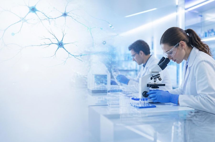 hombre y mujer en el laboratorio